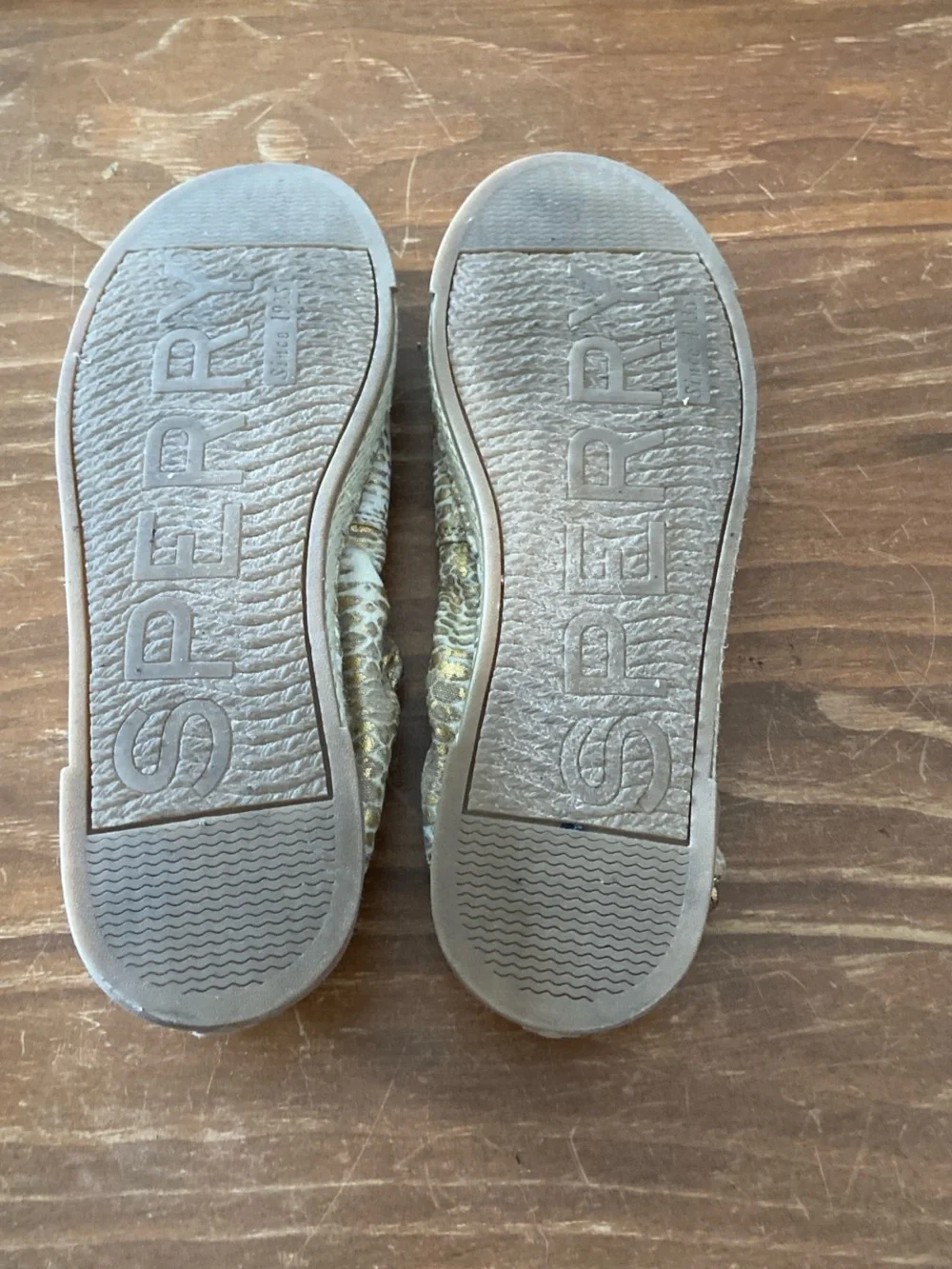 Sperry Metallic Gold Snake-Print Espadrille Slip-Ons